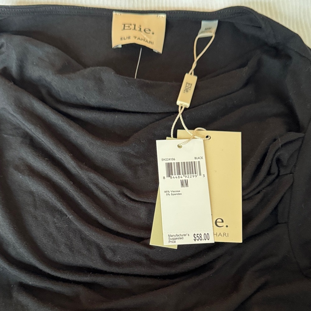 Elie Tahari Black Draped Tunic Top - Picture 3 of 3